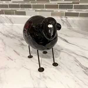Whimsical black sheep ewe figurine shelf decor
